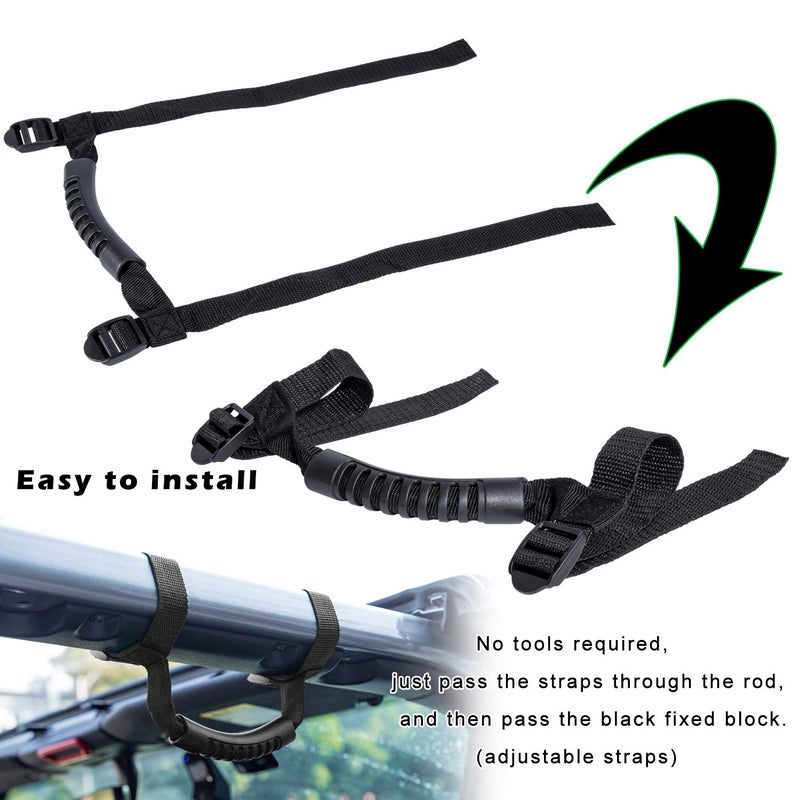 Danti 4 x Roll Bar Grab Handles Grip Handle for Jeep Wrangler YJ TJ JK JKU JL JLU Sports Sahara Freedom Rubicon X & Unlimited 1955-2024 (Black) - Image 5